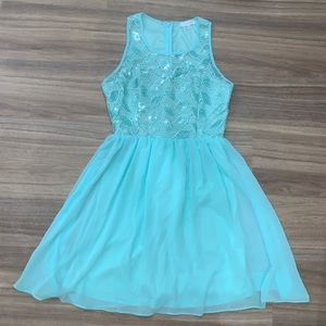 Jun & Ivy Sequin Aqua Dress